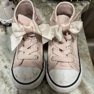 Converse Pink High-Top Sneakers with Bows size 8